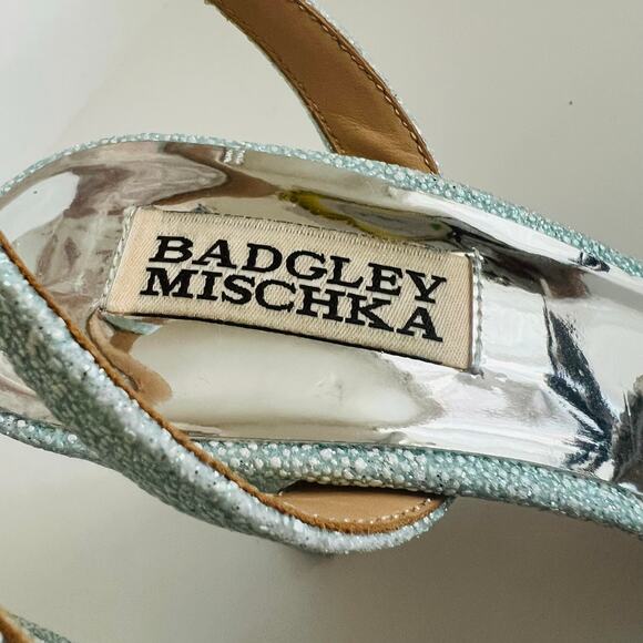 Badgley Mischka Tasmine Tall Evening  Heeled Sandal In Soft Blue Size 6 - Picture 7 of 13